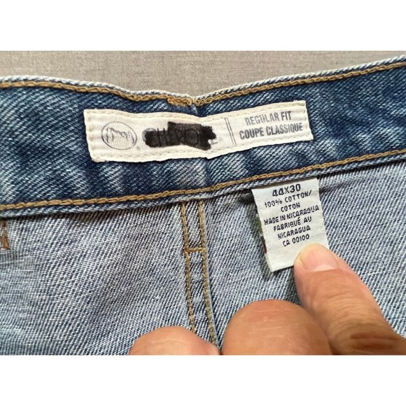 Cherokee‎ Pants Mens 44 Blue Denim Belted Pocketed Jeans Men 44x30 - Picture 4 of 13